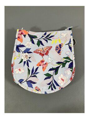 ahdorned U-Shaped Messenger Bag with Dual Straps & Pouch - ButterflyFloral Desig